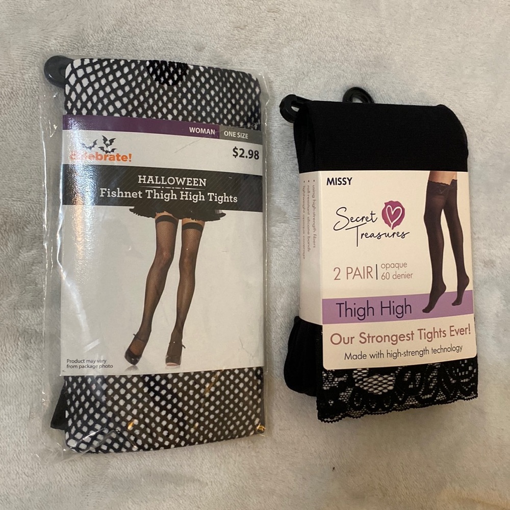 Thigh High Fishnet / Opaque Tights